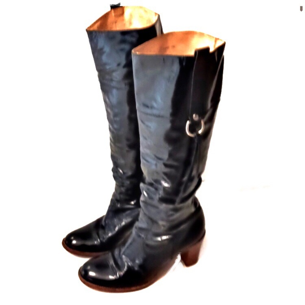 Coach Black Patent Leather Morgann Knee High Boots